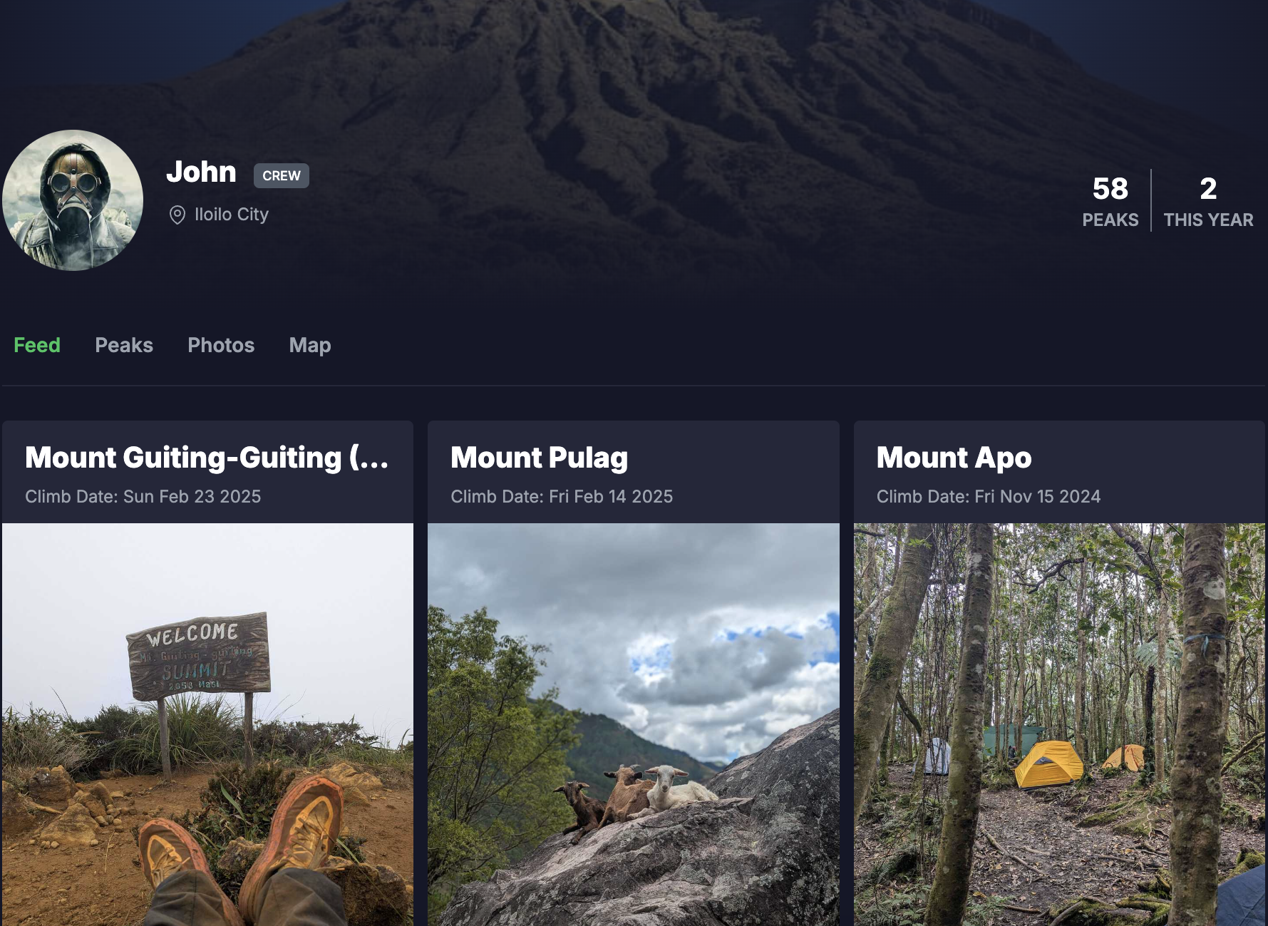 A profile page of a user to show how the app works.